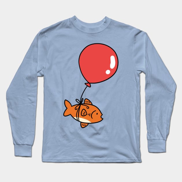 Red Balloon Fish Long Sleeve T-Shirt by saradaboru